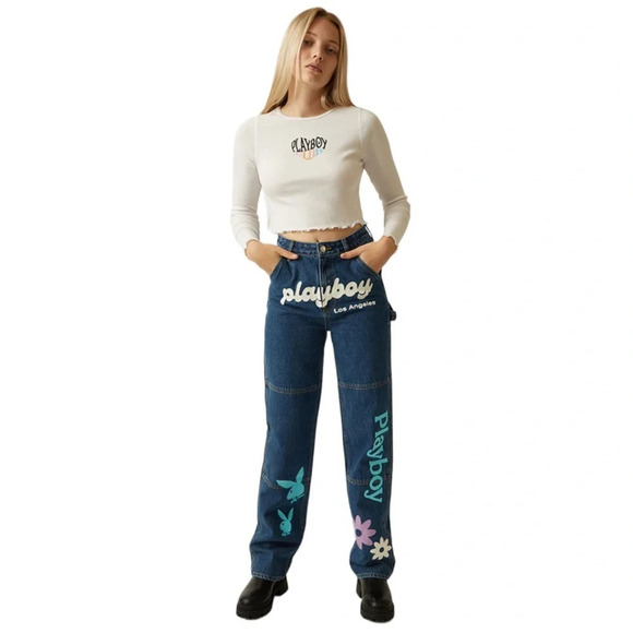 Playboy X PacSun Medium Wash High Rise Carpenter Jeans Size 25 - Picture 5 of 12